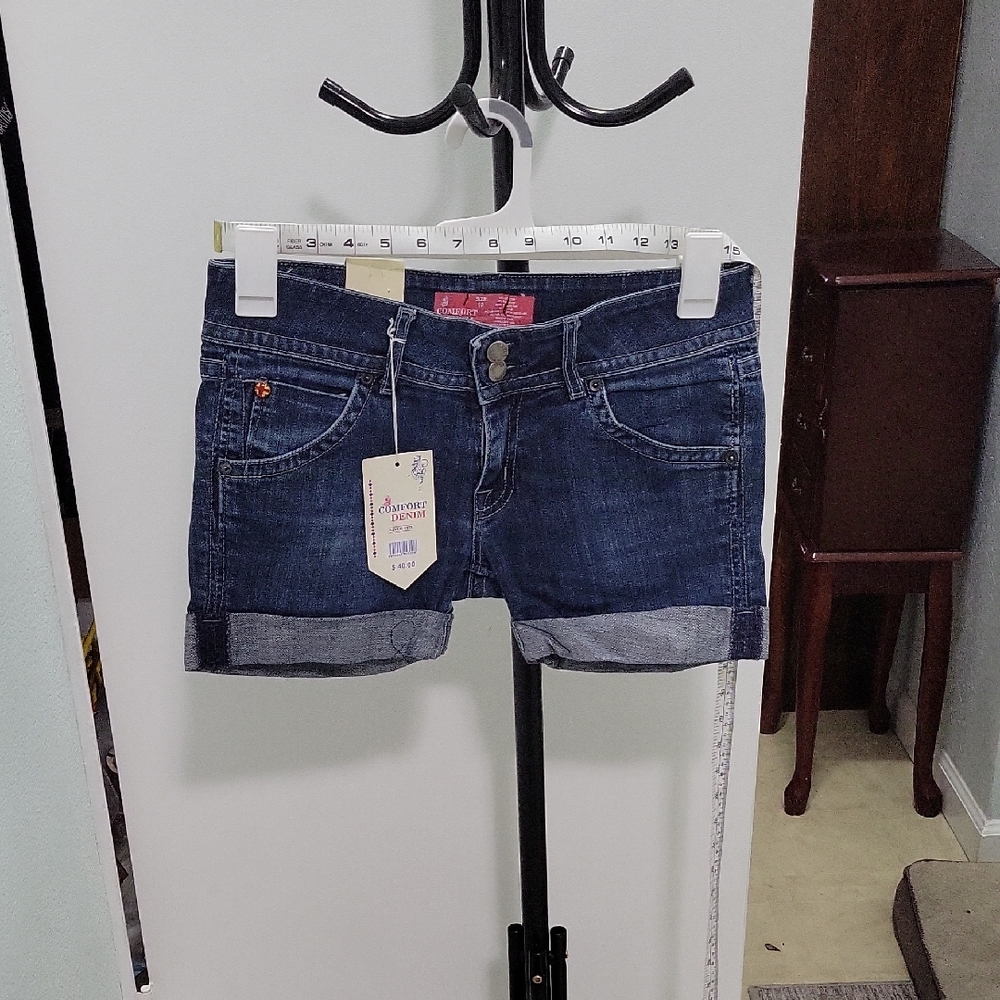 Classic Blue Jean Shorts with Distressed Style